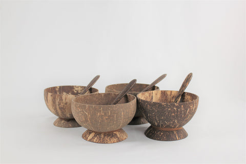 Set of 4 Coconut Bowl with Base